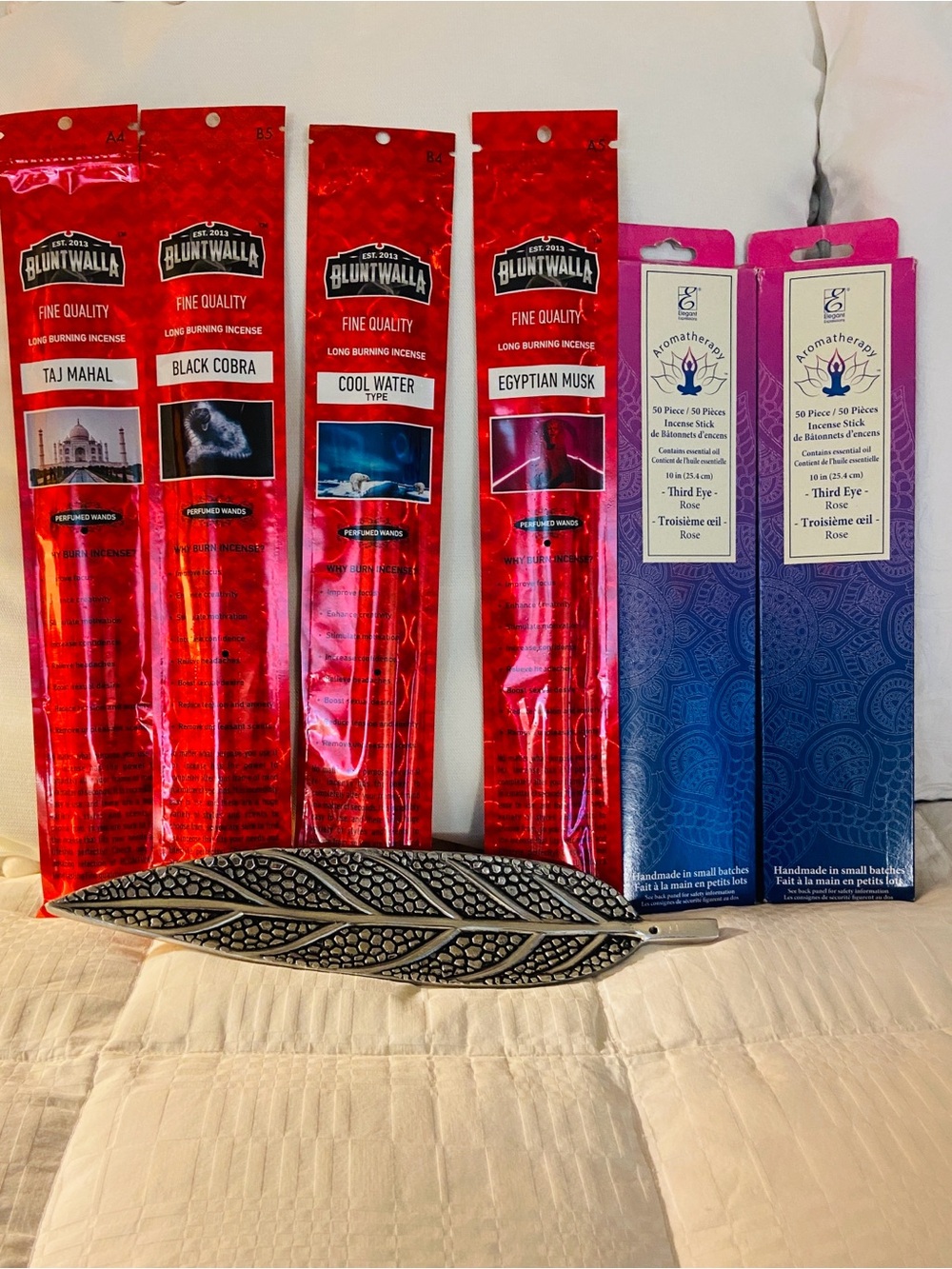 Metal Leaf Incense Holder and Incense 6pks